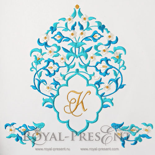 Дизайн машинной вышивки Восточное обрамление для монограммы