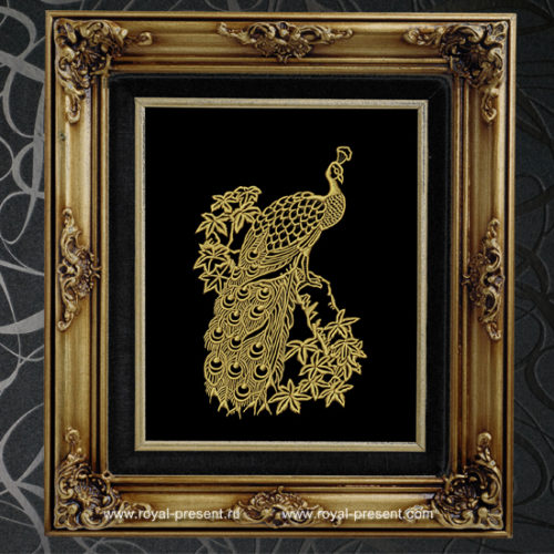 Дизайн машинной вышивки Золотой Павлин