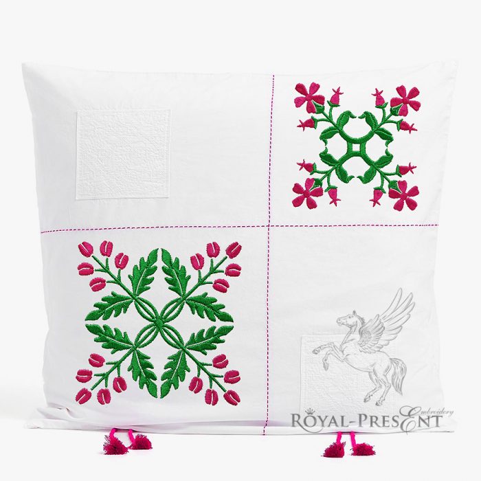 Два Дизайна машинной вышивки Цветочный орнамент