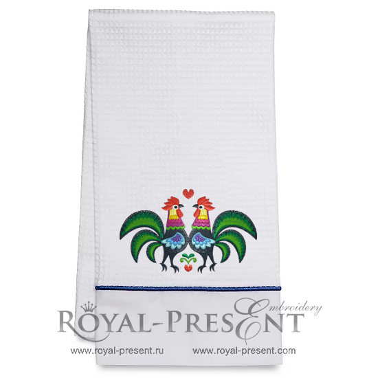Дизайн машинной вышивки Польские Петухи - 2 размера