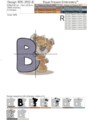 Медвежонок Тедди буква B Дизайн машинной вышивки - 4 размера