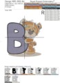 Медвежонок Тедди буква B Дизайн машинной вышивки - 4 размера