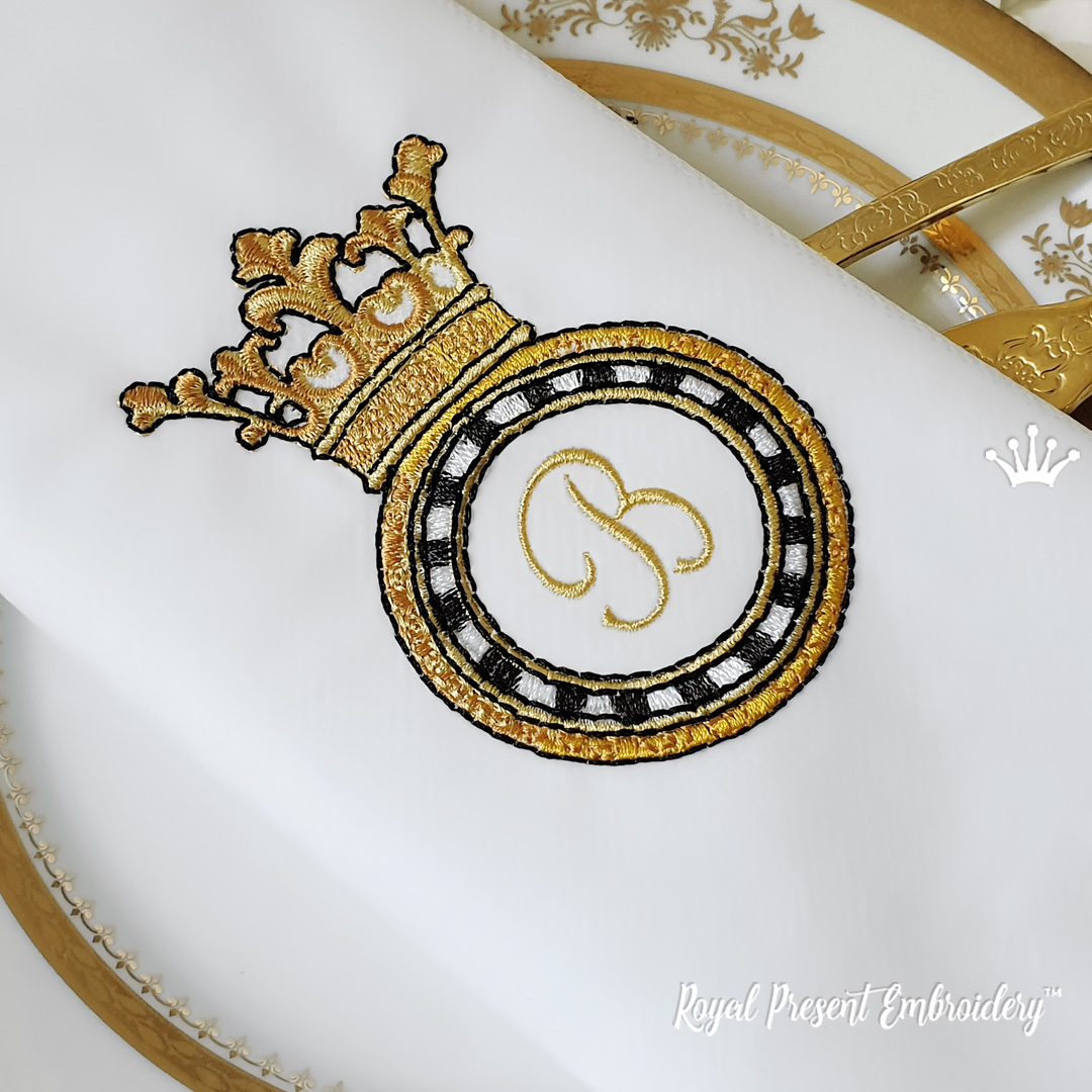 Золотое кольцо с короной для монограмм - 8 размеров | Royal Present  Embroidery